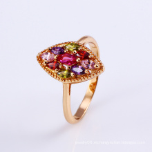 11796 Anillo de dedo colorido de la joyería del zircon de la flor plateado oro 18k popular en la aleación de cobre